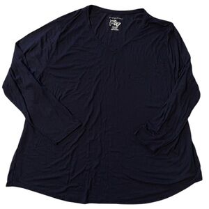 Just My Size Womens 5XL T-shirt Navy Blue V Neckline Summer Lightweight